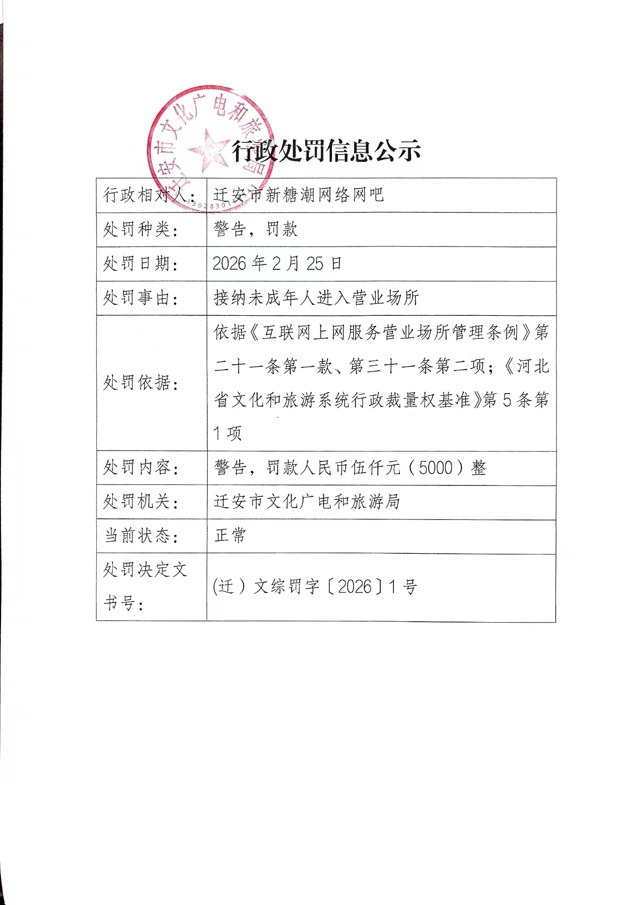 迁安市文化广电和旅游局行政处罚信息公示.jpg